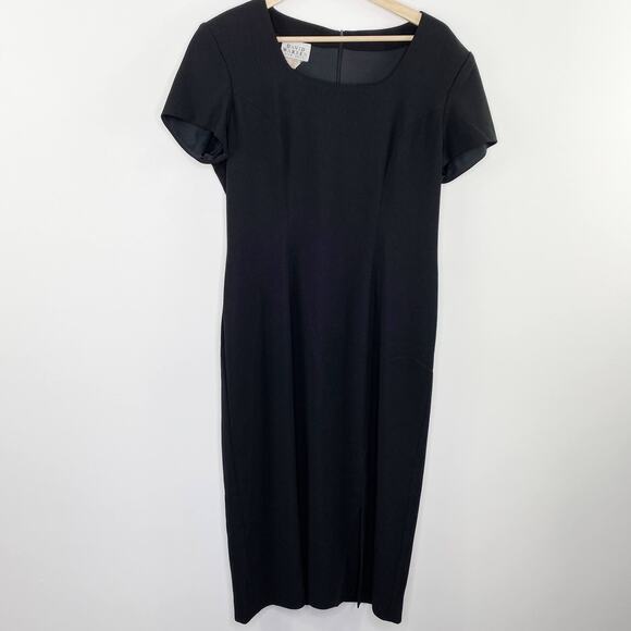 David Warren New York Black Short Sleeve Side Slit Dress Women's Size 10 - Picture 1 of 5